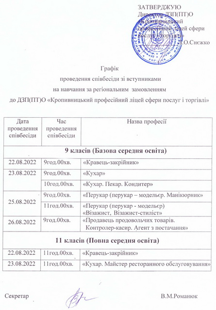 Графік співбесід